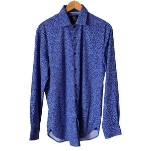 WRK Men's Floral Patterned Button Down Stretch Long Sleeve Business Shirt, 14